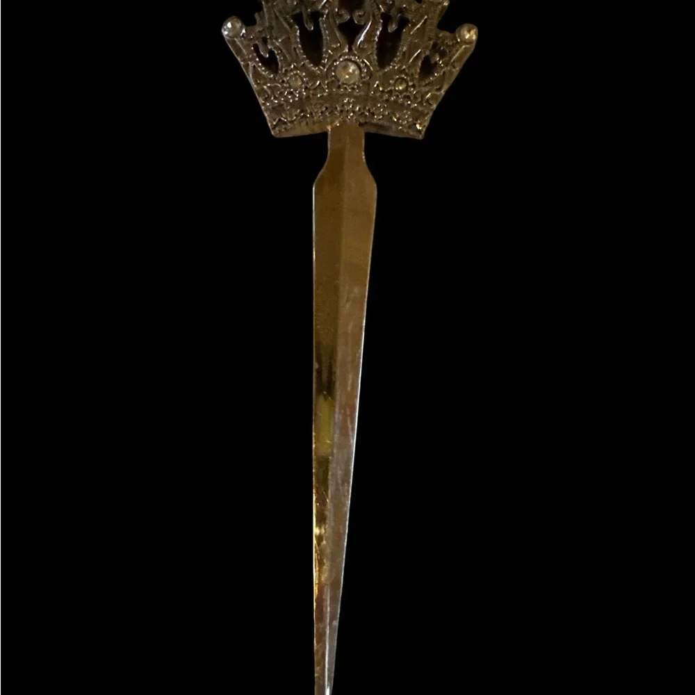 Silver Tone & Rhinestone Crown Letter Opener